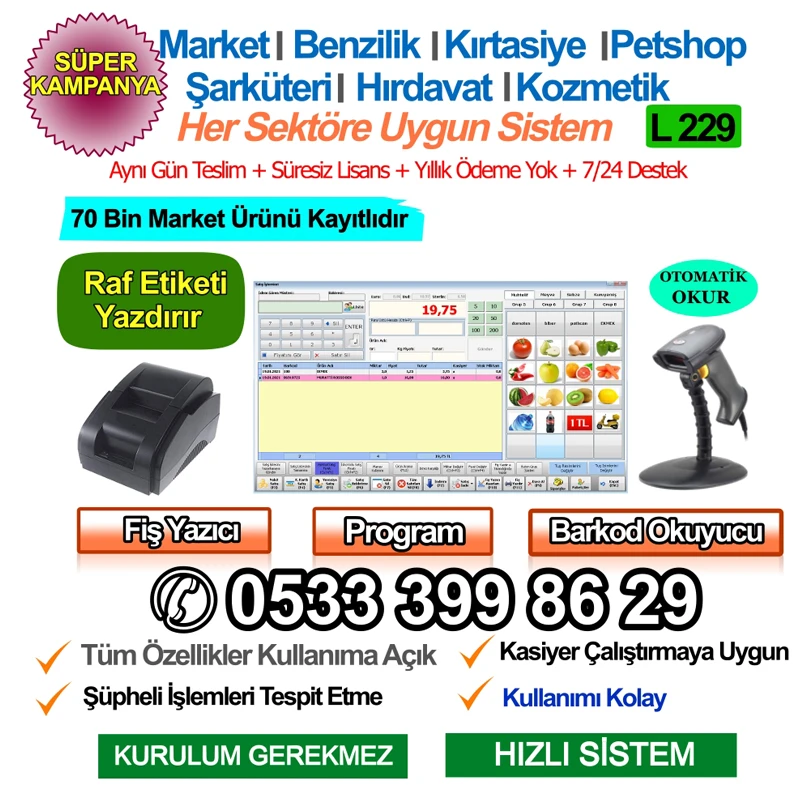 229 Bakkal Barkod Sistemi Seti