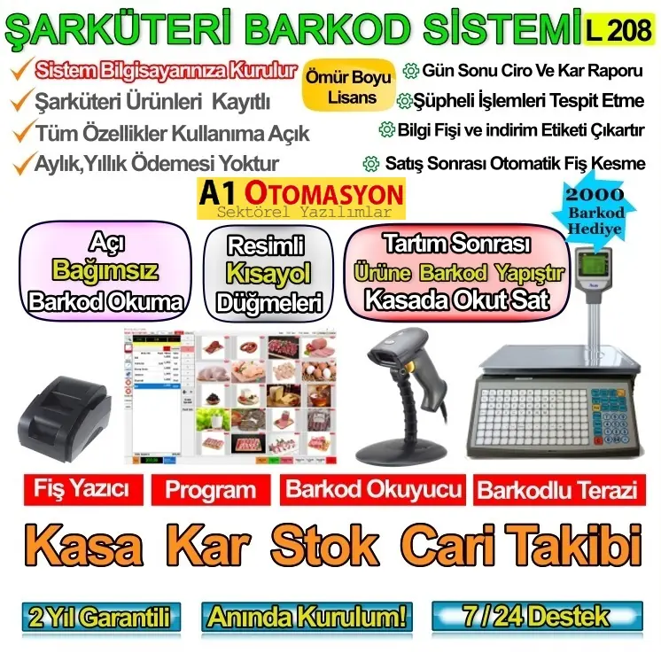 Şarküteri  Kasap Barkod Sistemi Set